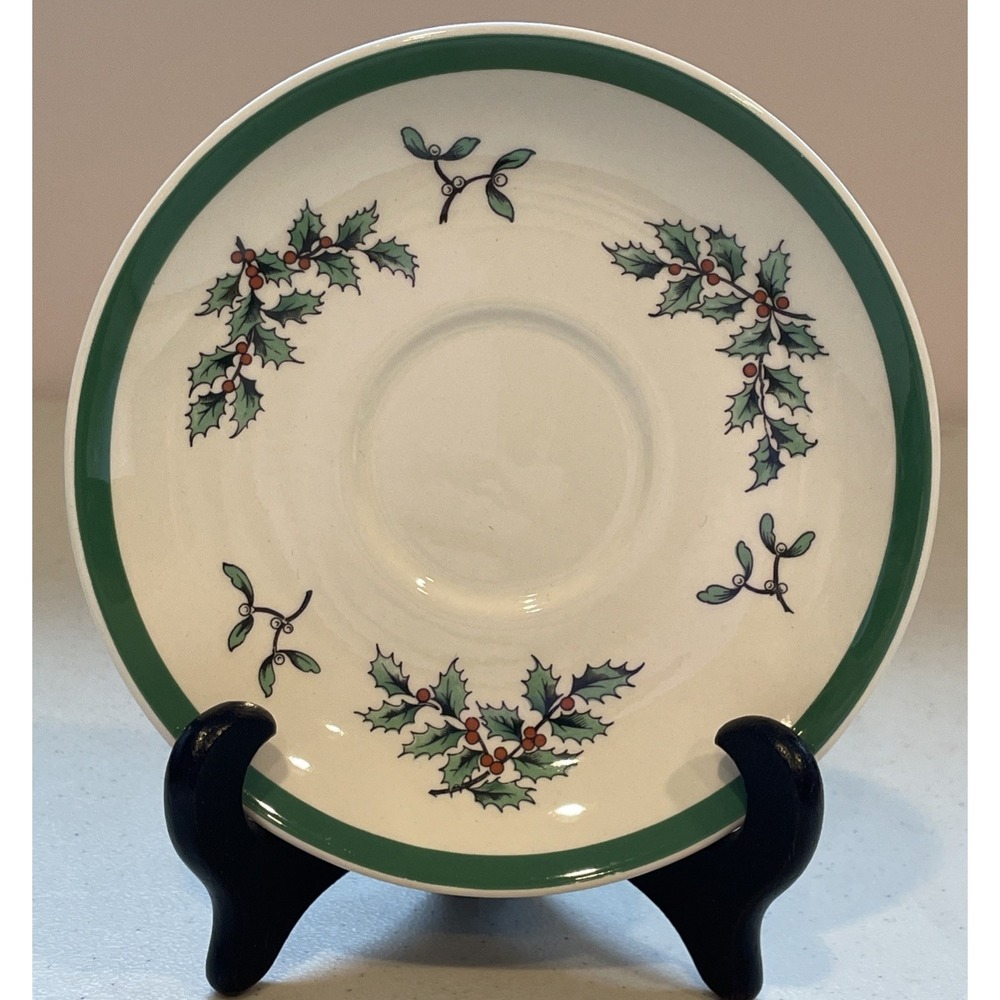 Spode Christmas Tree 5" Saucer England Green Trim S3324-L Vtg 1990